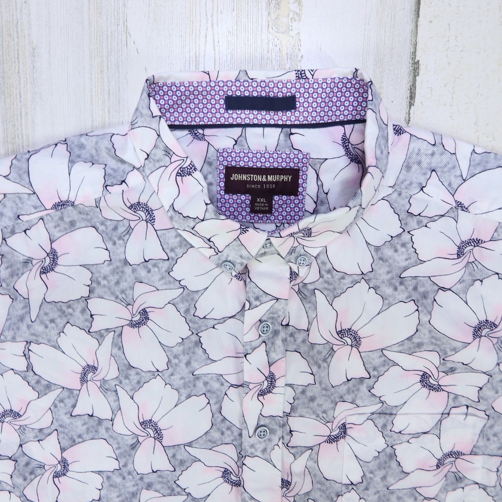 Johnston & Murphy Shirt Mens 2XL Floral Short Sleeve